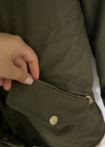 Kadın Haki Midi Düğmeli Ceket - Görsel 2