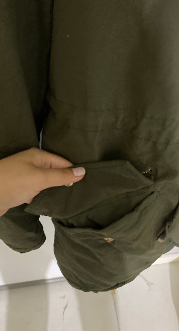 Kadın Haki Midi Düğmeli Ceket - Görsel 5