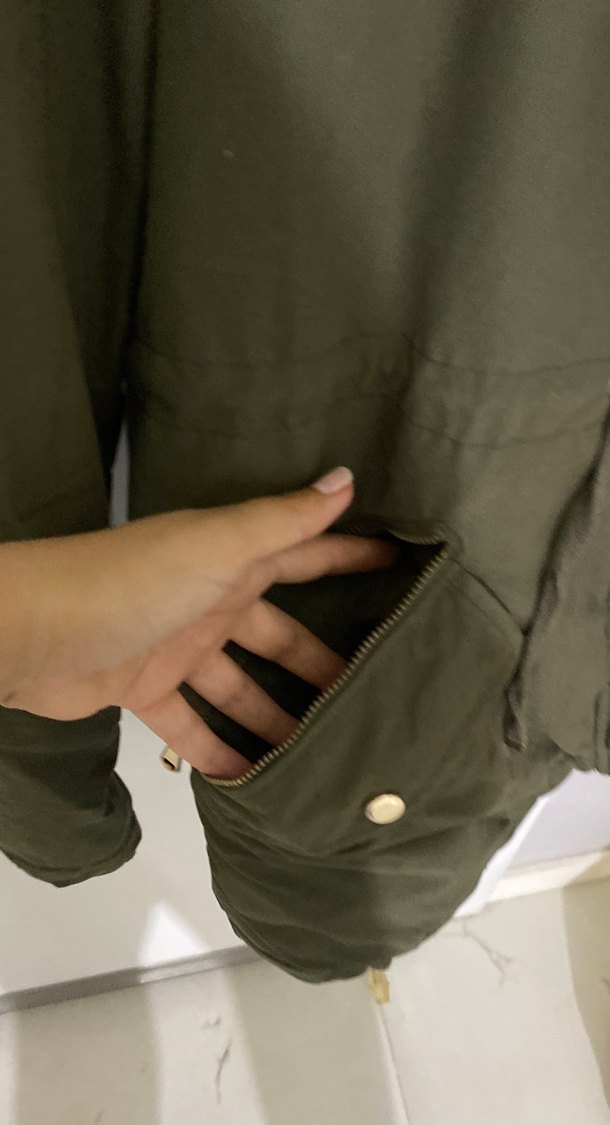 Kadın Haki Midi Düğmeli Ceket - Görsel 4