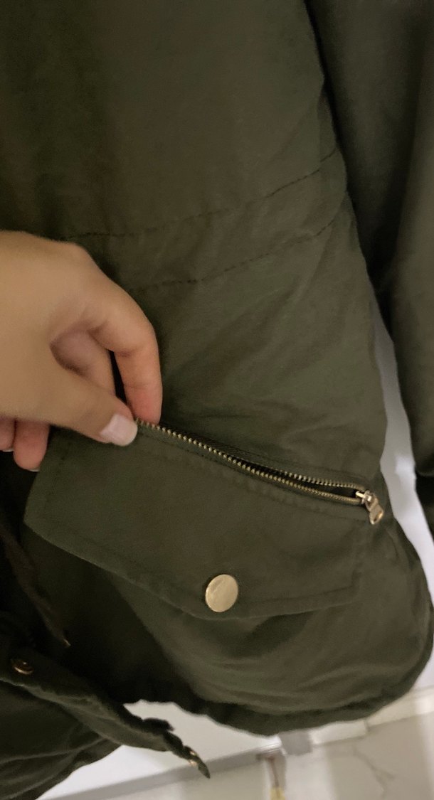 Kadın Haki Midi Düğmeli Ceket - Görsel 2