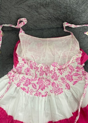 Kız Çocuk Pembe Renkli Fırfırlı Elbise - Görsel 3