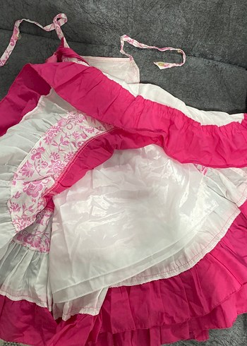 Kız Çocuk Pembe Renkli Fırfırlı Elbise - Görsel 4