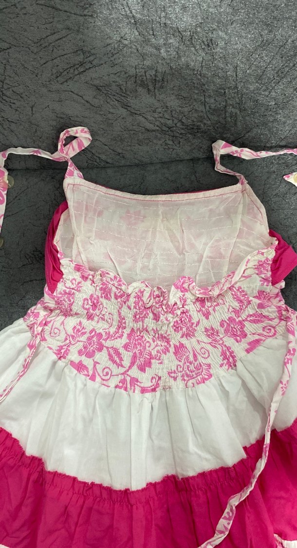 Kız Çocuk Pembe Renkli Fırfırlı Elbise - Görsel 3