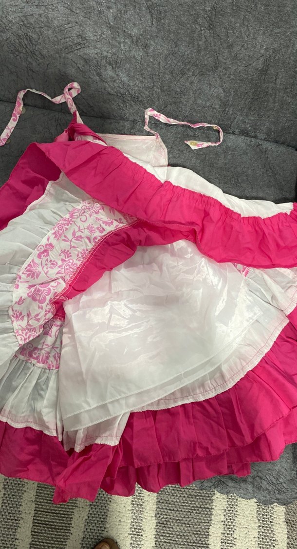 Kız Çocuk Pembe Renkli Fırfırlı Elbise - Görsel 4