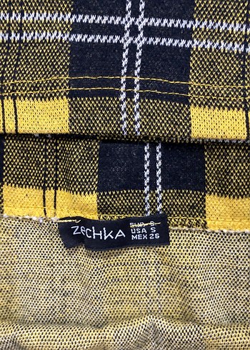 Düğmeli Sarı Ekose Sokak Stili kız çocuk takım - Görsel 4