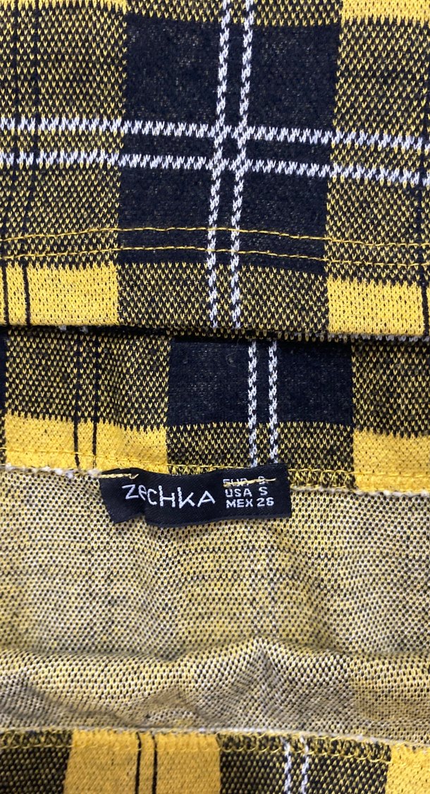 Düğmeli Sarı Ekose Sokak Stili kız çocuk takım - Görsel 4