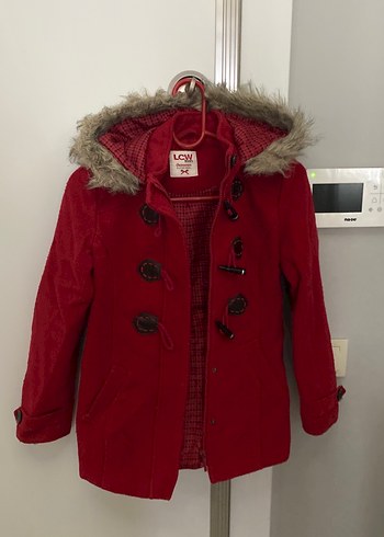 Kürklü Kırmızı LCW Kız Çocuk Kaban - Görsel 2