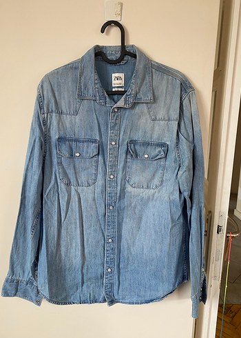 Zara Relaxed Fit Acik Mavi Denim Gomlek M Beden