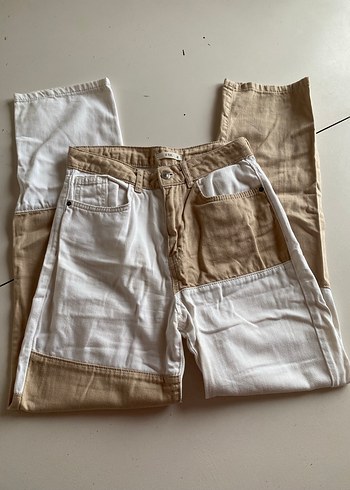 Defacto İki Renkli Patchwork Duz Paca Pantolon 36 Beden