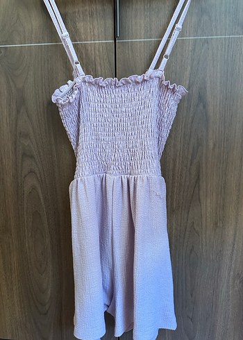 Kadın lila Rengi Askılı Mini Tulum - Görsel 3