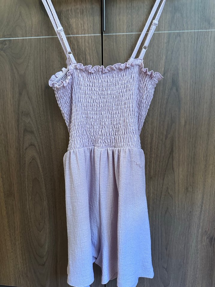 Kadın lila Rengi Askılı Mini Tulum - Görsel 3