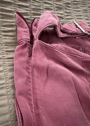 Düğmeli Pembe Kadın Pantolon - Görsel 4