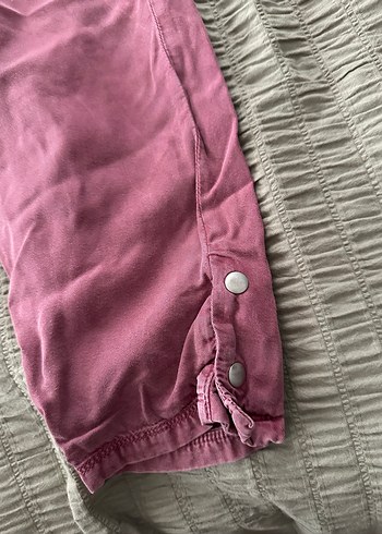 Düğmeli Pembe Kadın Pantolon - Görsel 2