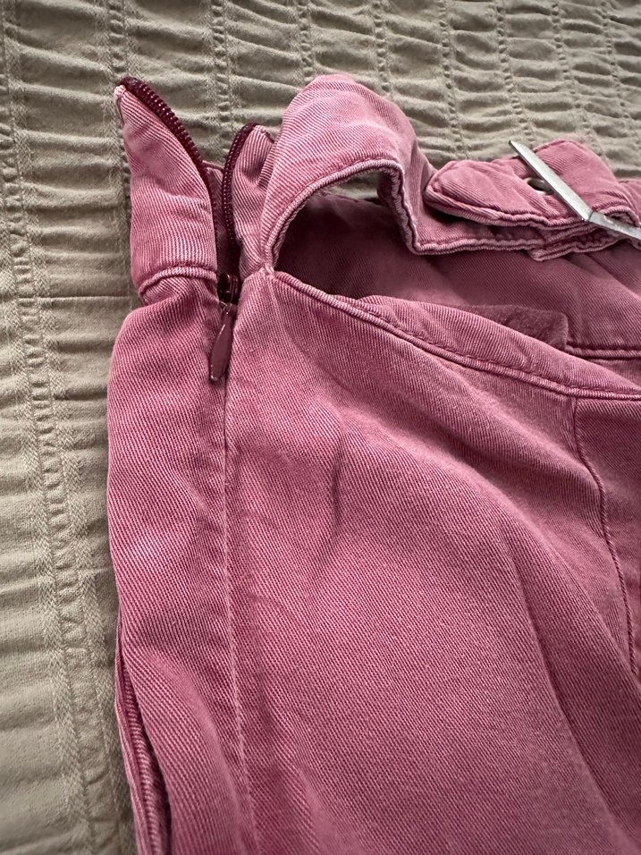 Düğmeli Pembe Kadın Pantolon - Görsel 4