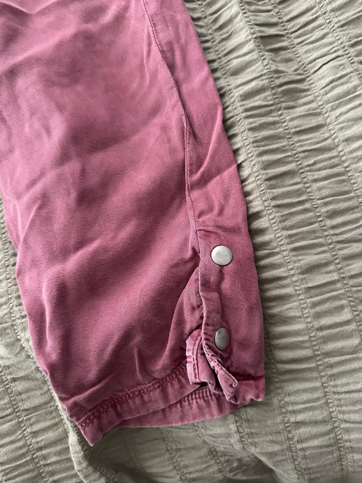 Düğmeli Pembe Kadın Pantolon - Görsel 2