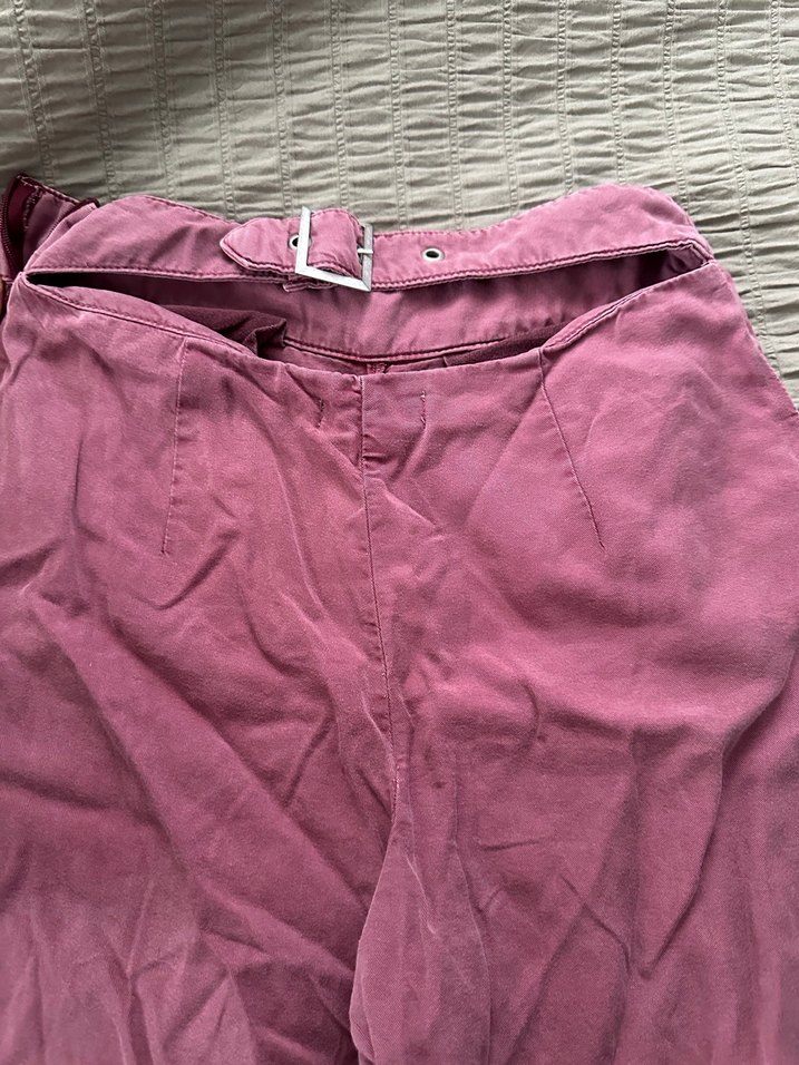 Düğmeli Pembe Kadın Pantolon - Görsel 3