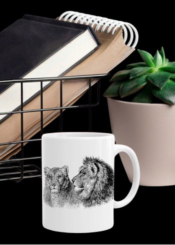 Kurt Desenli Beyaz porselen Kupa - Görsel 3