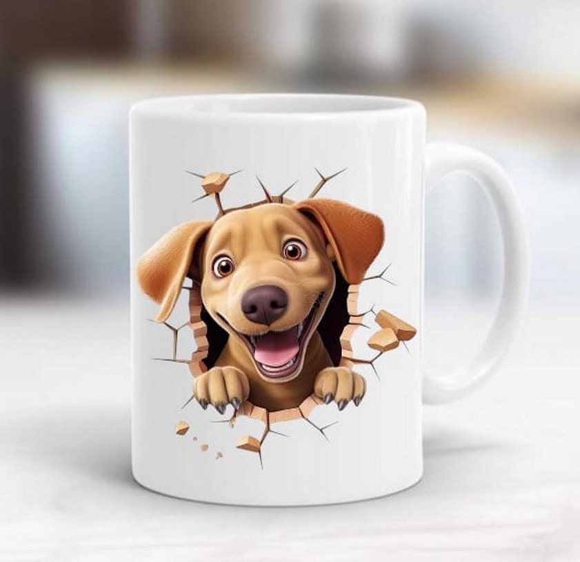 Kurt Desenli Beyaz porselen Kupa - Görsel 4