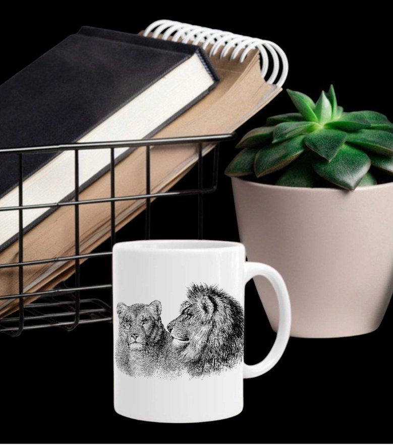 Kurt Desenli Beyaz porselen Kupa - Görsel 3