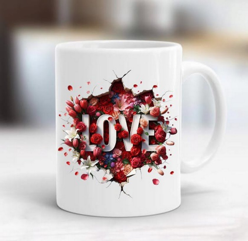 Kurt Desenli Beyaz porselen Kupa - Görsel 5