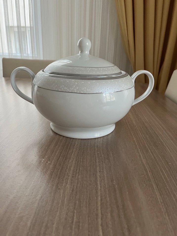 Gri Detaylı Beyaz Porselen Çorba Kasesi - Görsel 2