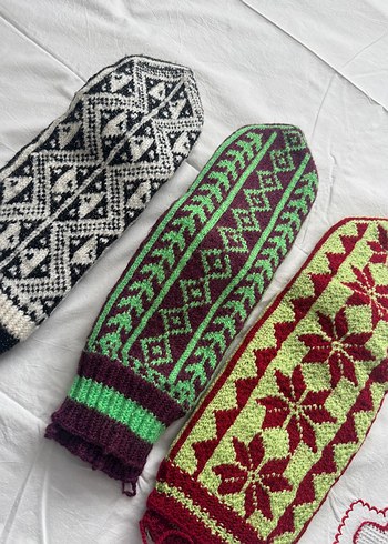 Çok Renkli Örgü Namaz çorabı 3'lü - Görsel 2