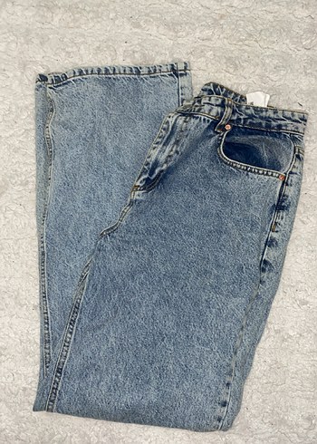 Gri Mavi Bol Kesim Midi Kot Pantolon - Görsel 2