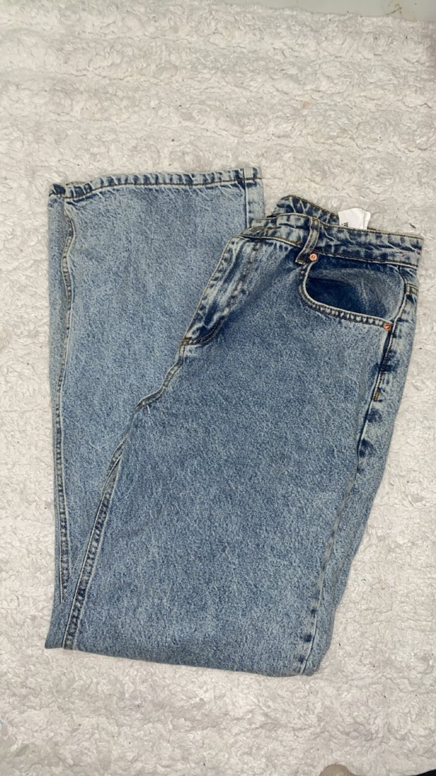 Gri Mavi Bol Kesim Midi Kot Pantolon - Görsel 2