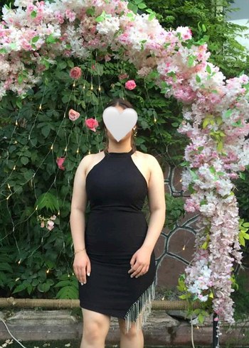 Siyah askılı Mini Abiye Elbise - Görsel 3