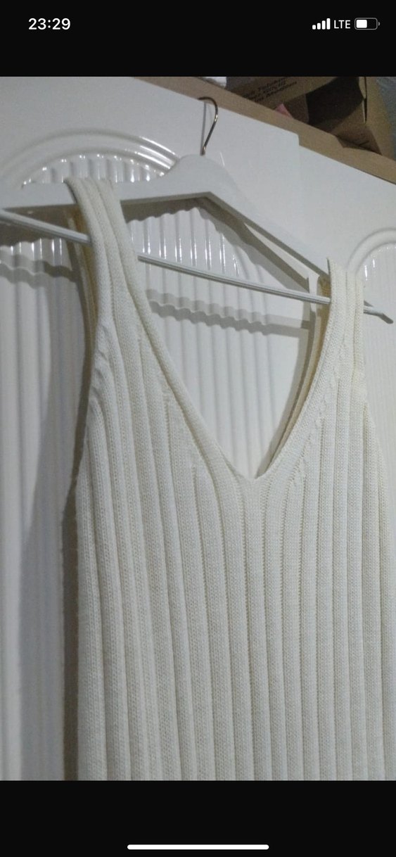 Beyaz Uzun Örgü Kadın Kazak elbise - Görsel 2