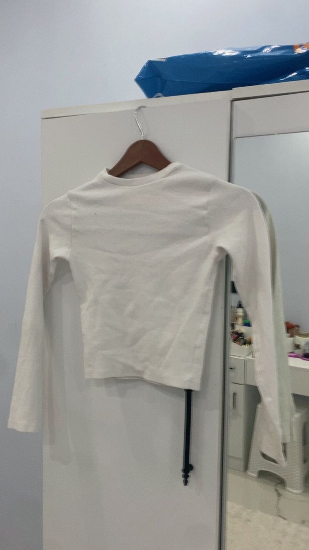 Beyaz Kadın Keten Uzun Kollu Basic Kazak - Görsel 2