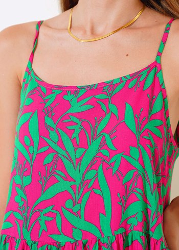 Pembe Salaş Uzun Bohem Elbise - Görsel 2