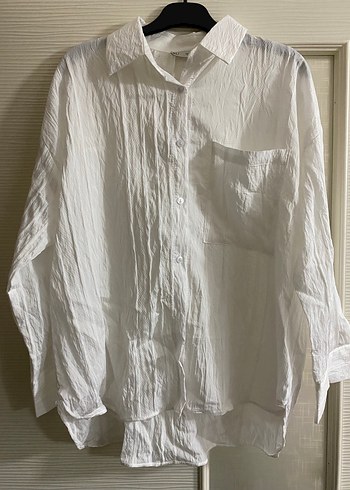 Pembe Düğmeli Keten Salaş Gömlek - Görsel 2