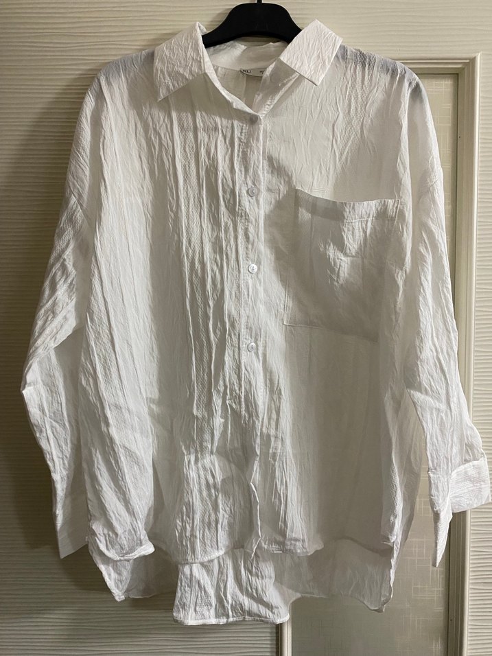 Pembe Düğmeli Keten Salaş Gömlek - Görsel 2