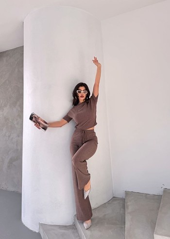 Kadın Bej takım , Kısa Kollu - Görsel 3