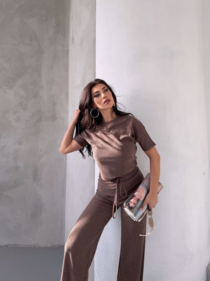 Kadın Bej takım , Kısa Kollu - Görsel 2