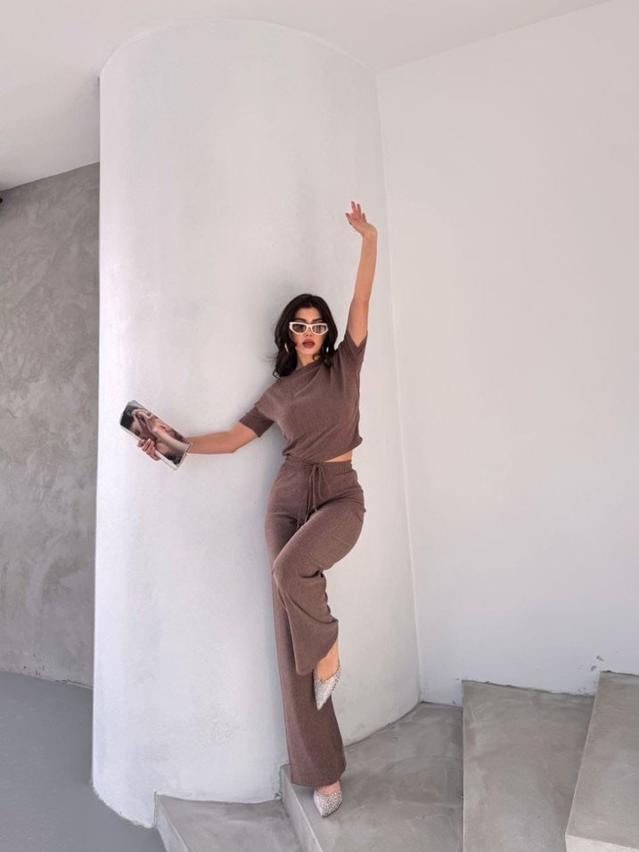 Kadın Bej takım , Kısa Kollu - Görsel 3