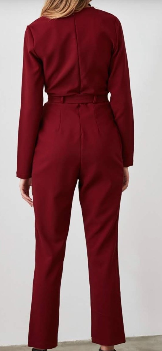 Bordo Midi Kadın Tulum - Görsel 2