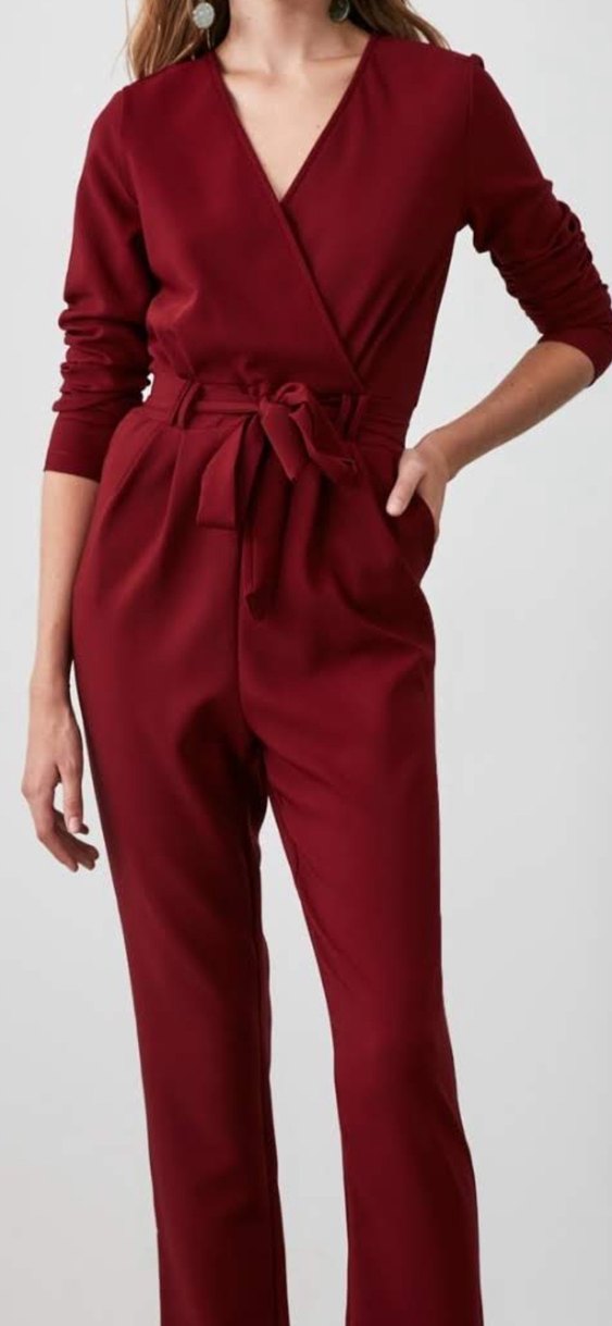 Bordo Midi Kadın Tulum - Görsel 3