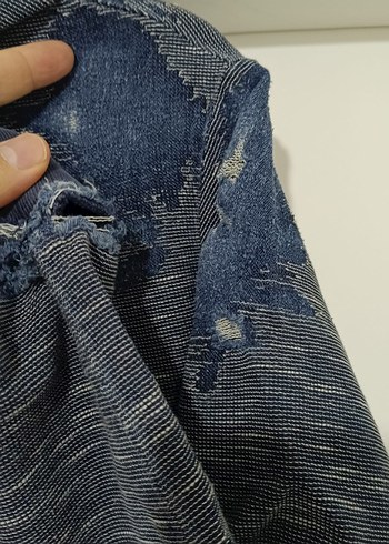 Gri Kapüşonlu Denim Detaylı Erkek Sweatshirt - Görsel 5