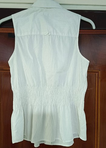 Zara Kolsuz Beyaz çizgili Kadın Gömlek - Görsel 13