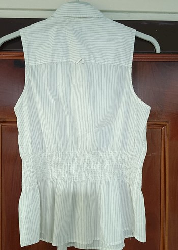 Zara Kolsuz Beyaz çizgili Kadın Gömlek - Görsel 2