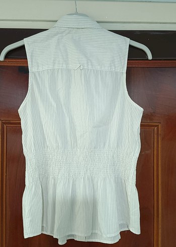 Zara Kolsuz Beyaz çizgili Kadın Gömlek - Görsel 11