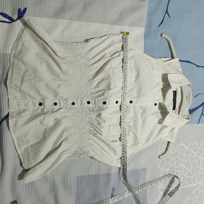 Zara Kolsuz Beyaz çizgili Kadın Gömlek - Görsel 4