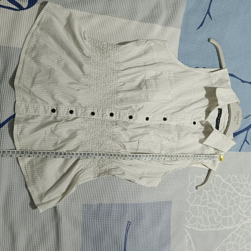 Zara Kolsuz Beyaz çizgili Kadın Gömlek - Görsel 5