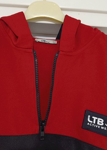 Kırmızı siyah Kapüşonlu Erkek Sweatshirt - Görsel 10