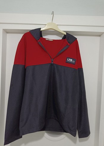 Kırmızı siyah Kapüşonlu Erkek Sweatshirt - Görsel 12