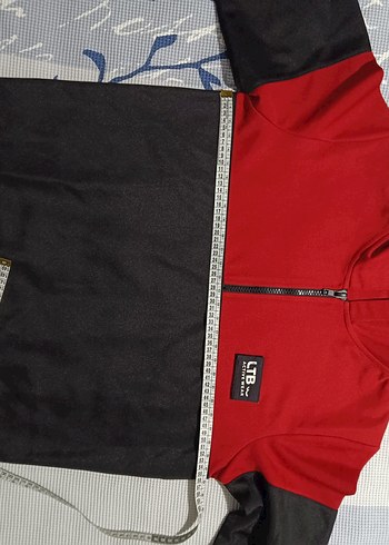 Kırmızı siyah Kapüşonlu Erkek Sweatshirt - Görsel 7