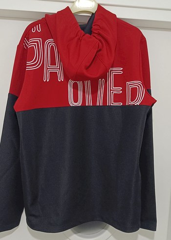 Kırmızı siyah Kapüşonlu Erkek Sweatshirt - Görsel 5