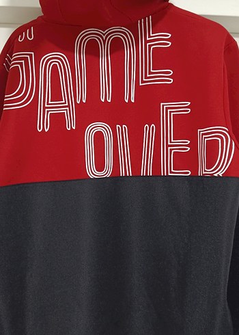 Kırmızı siyah Kapüşonlu Erkek Sweatshirt - Görsel 8